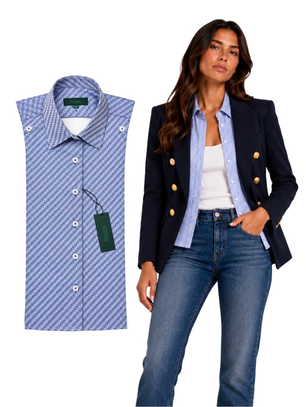 NWT Brunne Button Down Shirt DICKEY Compatible with VERONICA BEARD Blazer 00-14
